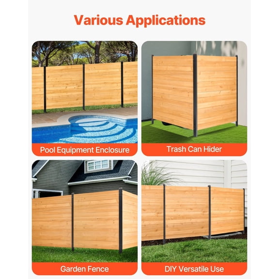 38" W x 42" L 2-Panel Wooden Fence Screen for Air Conditioner and Utility Hiding, Solid Natural Wood Privacy Panel for Garden