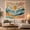 Golden Sun Ocean, variant on Tropical Sunset Above Teal Ocean Waves, Nostalgic Retro for Beach Lovers, Sunlit Coastal Wall Art, Housewarming Gift, Tapestry Wall Hanging for Bedroom and Living Room