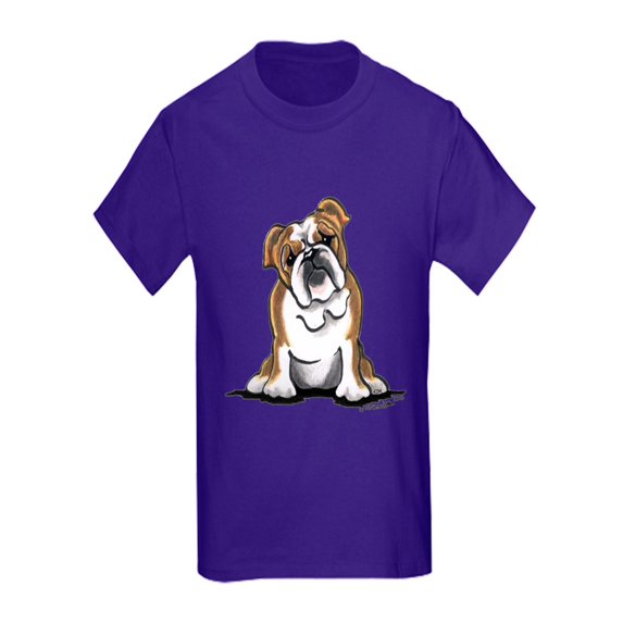 CafePress - Brown White Bulldog Kids Dark T Shirt - Kids Dark T-Shirt