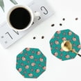 thumbnail image 4 of Honeii Starfish and Shell print Leather Coaster Set of 4, ideal for safeguarding your furniture from drinks spills and effortless cleanup-Octagon, 4 of 6