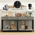 thumbnail image 4 of Homfa 70 inch Farmhouse Large Double Dog Crate Furniture with Removable Divider, 3 Drawers Lockable Dog Cage TV Stand for 2 Dogs Indoor, Gray, 4 of 7
