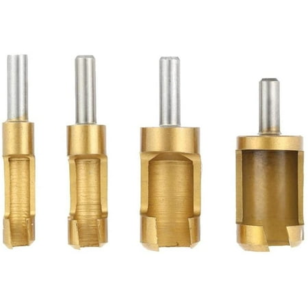 4 Pieces/set of Titanium Coated Shank Cork Drill Bit Plug Knotted Hole ...