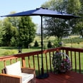thumbnail image 5 of Sunnydaze 95.5" Navy Blue Solid Half-Octagon Wall Umbrella with Solar LEDs, 5 of 12