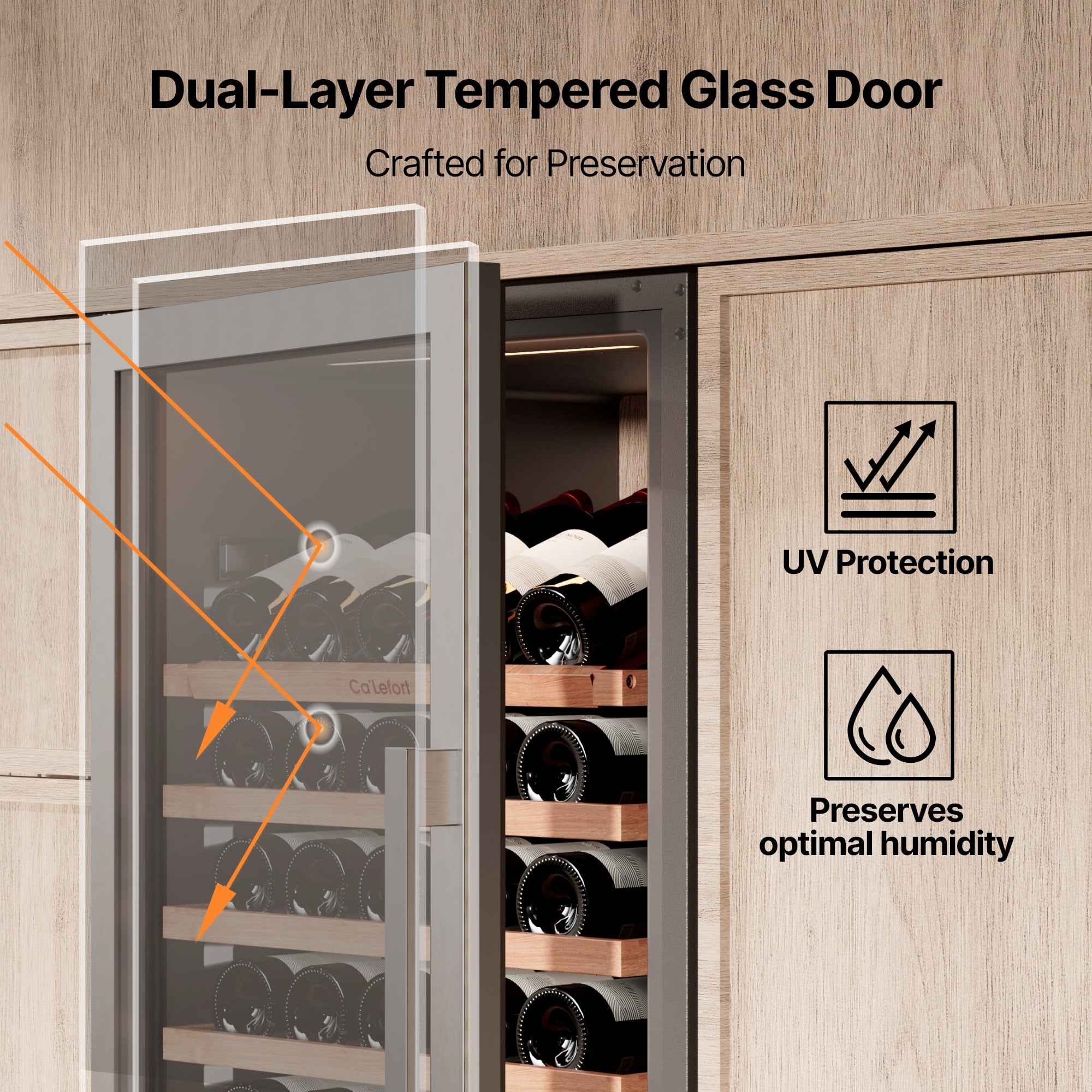 Ca'Lefort Wine Refrigerator, 24 inch 155 Bottle Dual Zone Fridge with Inverter Compressor Freestanding/Built-In Wine Cooler for Home, Bar & Office