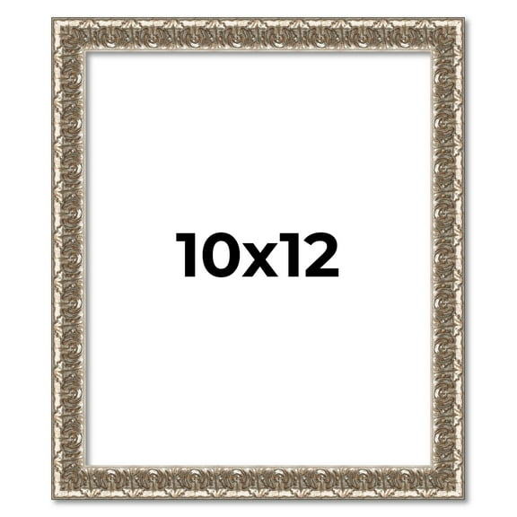 10x12 Frame Silver Versailles Ornate Solid Wood Picture Frame | 1 Inch Moulding Width | Interior