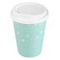 thumbnail image 2 of Restpresso 12 oz Blue Christmas Snowflakes Paper Single Wall Coffee Cup - with White Lid - 3 1/2" x 3 1/2" x 4 3/4" - 400 count box, 2 of 10