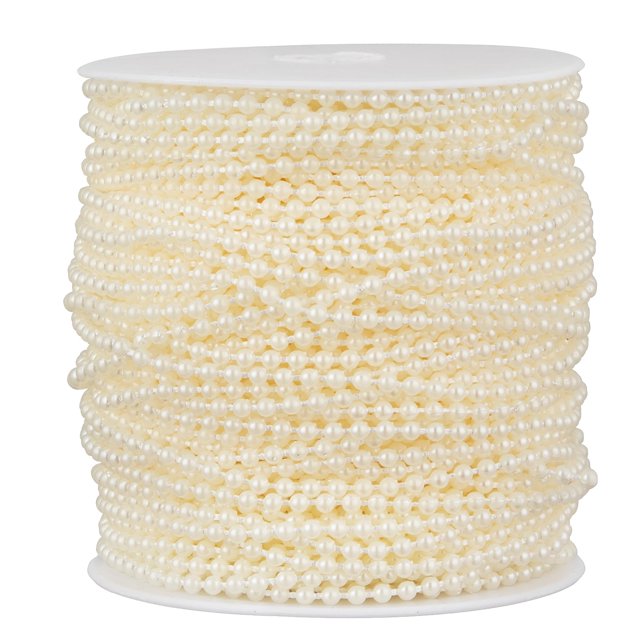 Cadena de perlas artificiales Garland ZPEXRV de 50 m y 3 mm, color marfil