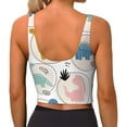 thumbnail image 3 of Haiem Cute Dinosaurs Pattern Womens Sports Bra - U Neck Padded Low Impact Yoga Bra Workout Crop Top Gym Moisture-Wicking Workout Vest -Medium, 3 of 9