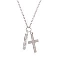 thumbnail image 2 of Delight Jewelry Silvertone Guardian Angel Bar Everlasting Love Engraved Cross Zoey Necklace, 28", 2 of 4