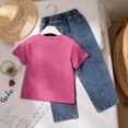 thumbnail image 4 of Taybagh Girls Outfits Stylish 3t Girl Clothes Beach Outfits Embroidered Denim Trousers Sets with Bow Print Graphic, 4 of 6