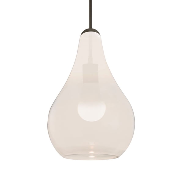 1JT-LEONMW-LED-BR-Besa Lighting-Leon - 1 Light Cord Pendant In Contemporary Style-9.75 Inches Tall and 6 Inches Wide-Bronze Finish-Milky White Glass