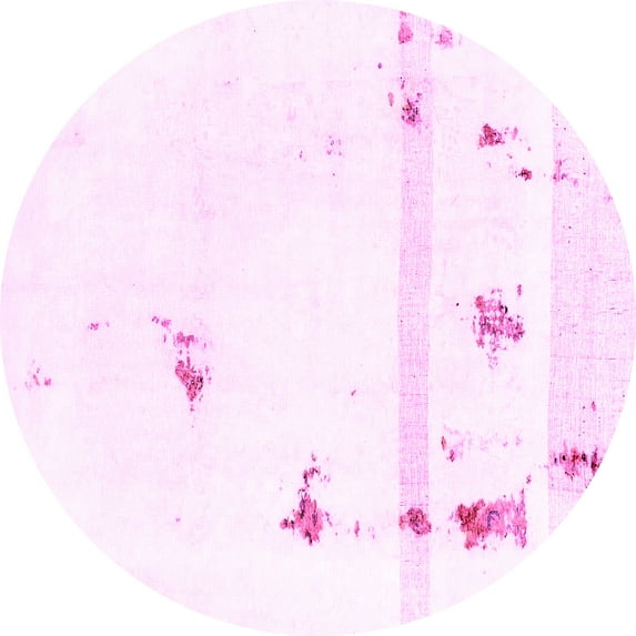 Ahgly Company Indoor Round Abstract Pink Modern Area Rugs, 4' Round