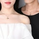 thumbnail image 2 of 2PC Estrella de plata pura 925 collar de pareja diseño pequeño ligero de lujo principito clavícula colgante de piedra lunar de San Valentín (19 * 17 mm para mujeres) (21 * 14 mm para hombres), 2 of 5