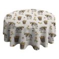 thumbnail image 4 of White Buffalo Pattern Round Tablecloth 60"x60",Wrinkle Wipeable Table Cloth for Kitchen Dining Room Picnic Patio Party, 4 of 6