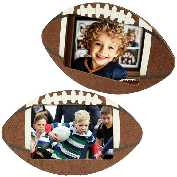 Keyohome 2Pcs Sport Picture Frame Wooden Football Photo Frame Decorative Sport Themed Tabletop Picture Display for Men Athletes Teams