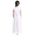 thumbnail image 3 of Sxiwei Girls Pleated Flutter Sleeve Wedding Bridesmaid Long Dress Birthday Party Princess Maxi Gowns White 8, 3 of 7