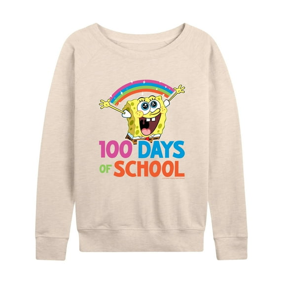 SpongeBob SquarePants - 100 Days Of School Spongebob - Women's Lightweight French Terry Long Sleeve Shirt