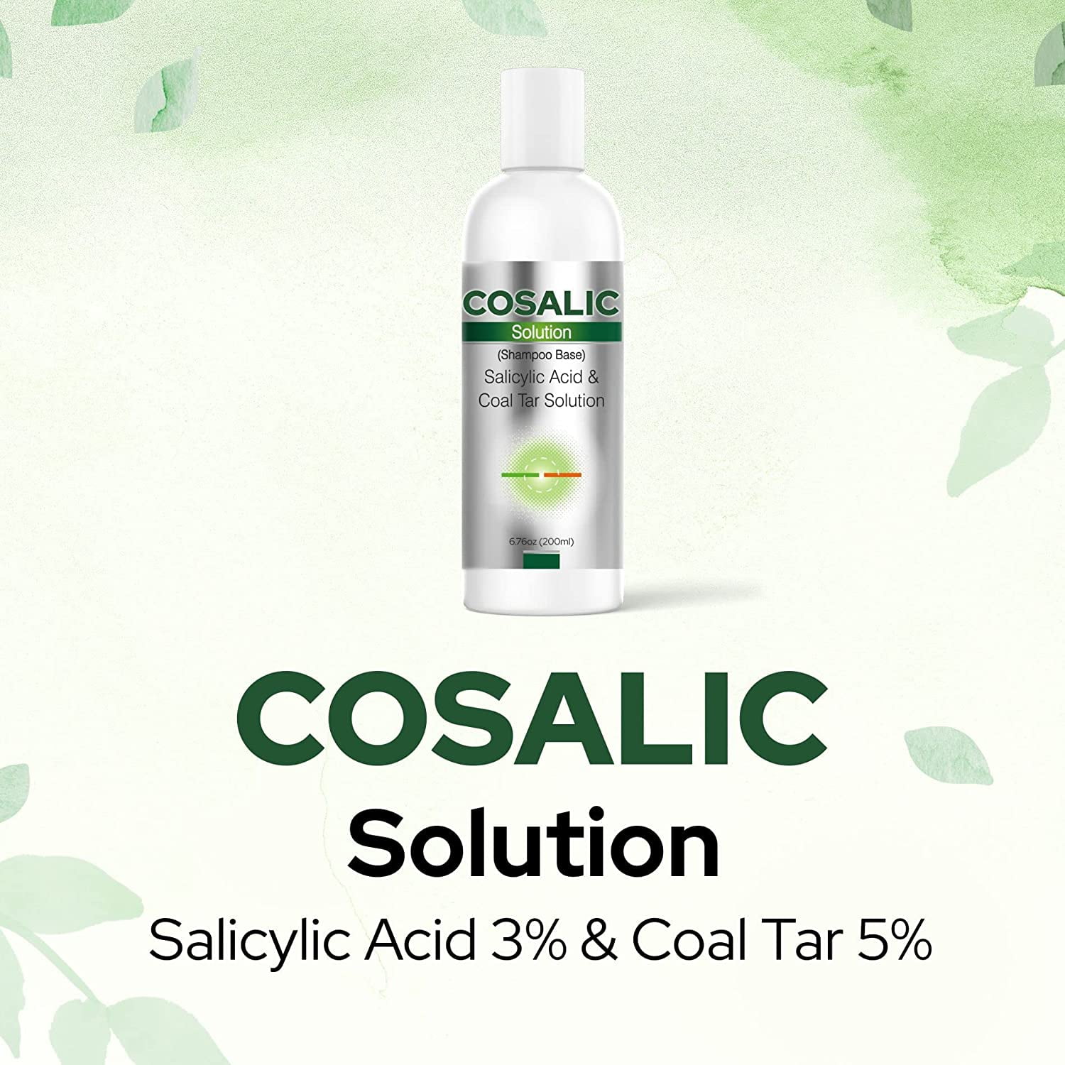 Cosalic Coal Tar & Salicylic Acid Solution | for Itch Relief Dandruff Free Shampoo-6.8 oz(Pack of 2)