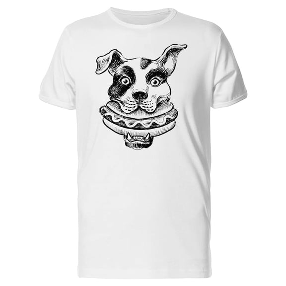 Dog Eating Hotdog B&W Tee Men's -Image by Shutterstock