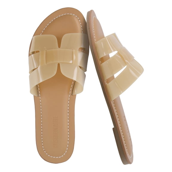 Cushionaire Caper Jelly Sandals for Women, Comfortable Womens Slides with Cushioned Footbed and Wide Widths Available