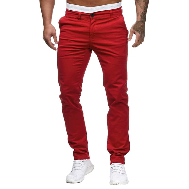 Pantalones informales lisos de talla grande para hombre, cintura ajustada, botones/bolsillos/cremallera decorativos, algodón, tallas M-XXXL