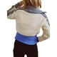 thumbnail image 3 of TRKIYQC Suéter con cremallera de otoño para mujer, chaqueta de punto con cremallera doble de manga larga con solapa de retazos de color de punto, azul verde TRKIYQC moda, 3 of 6