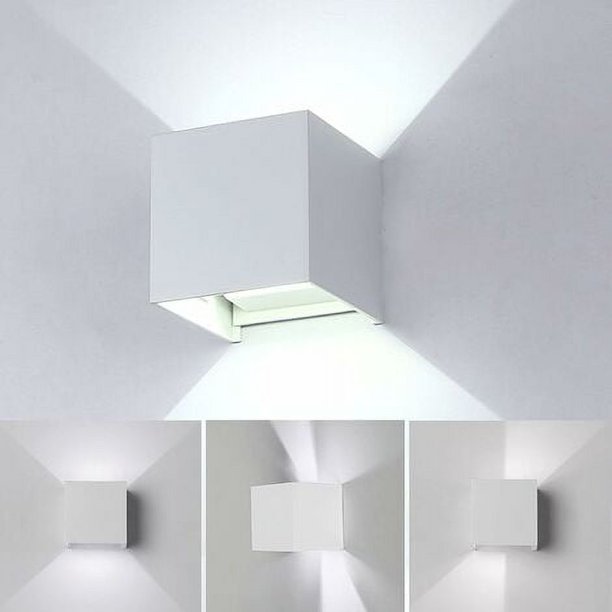 Lámpara de pared LED de 12 W para dormitorio, interior moderno, lámpara ajustable con diseño arriba y abajo, lámparas de aluminio, lámpara de pared LED blanca para dormitorio, hogar, pasillo, sala de