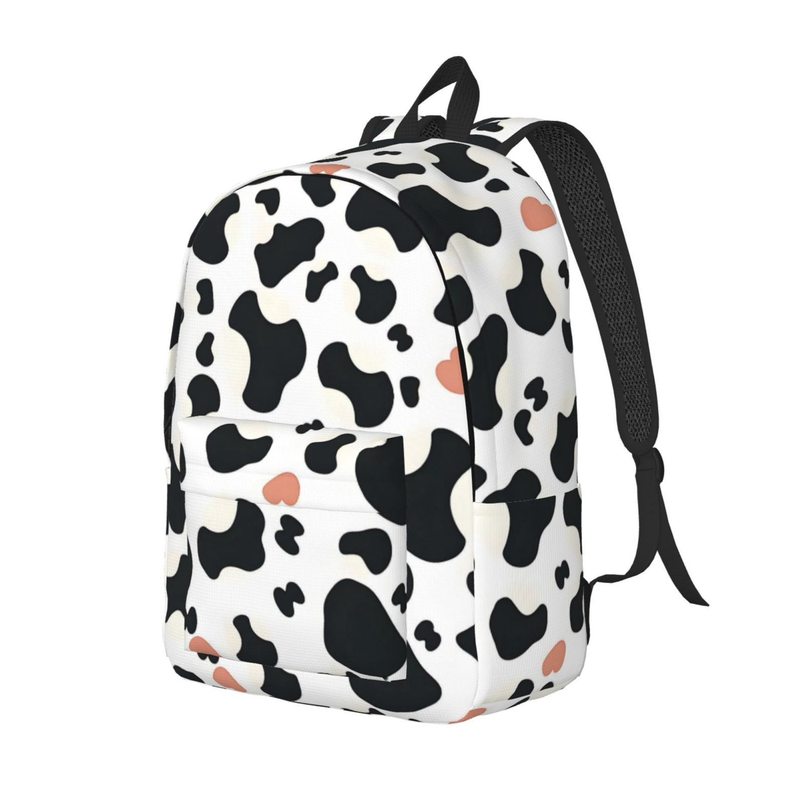 Casual Canvas Backpack Without Interlayer Large Capacity Stick Bag Design For Outdoor Shopping Office Outdoor Sports Simple Cow Print Pattern1_3 Medium