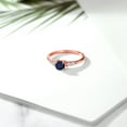 thumbnail image 4 of Gem Stone King 18K Rose Gold Plated Silver Blue Sapphire and White Lab Grown Diamond Engagement Engagement Ring for Women (0.75 Cttw, Round 5MM, Gemstone September Birthstone, Size 6), 4 of 5