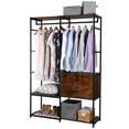 thumbnail image 2 of IVV Modern Wardrobe Organizer with Clothing Hanger Rod, 2 Drawers, Shoe Bench, Heavy Duty Metal Clothes Rack, Brown & Black, 2 of 8
