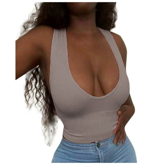 Women's Sexy Ribbed Tank Top Sleeveless Stretchy Soft Solid Vest Shirt Comfortable Fit Casual Wear