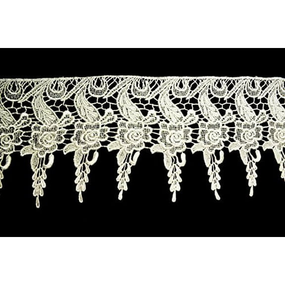 Altotux 6.5" Ivory Vintage Rose Floral Guipure Venice Lace by Yardage 100% Rayon