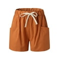 thumbnail image 3 of Vedolay Women's Drawstring Elastic Waist Solid Color Shorts with Pockets,Red S, 3 of 5