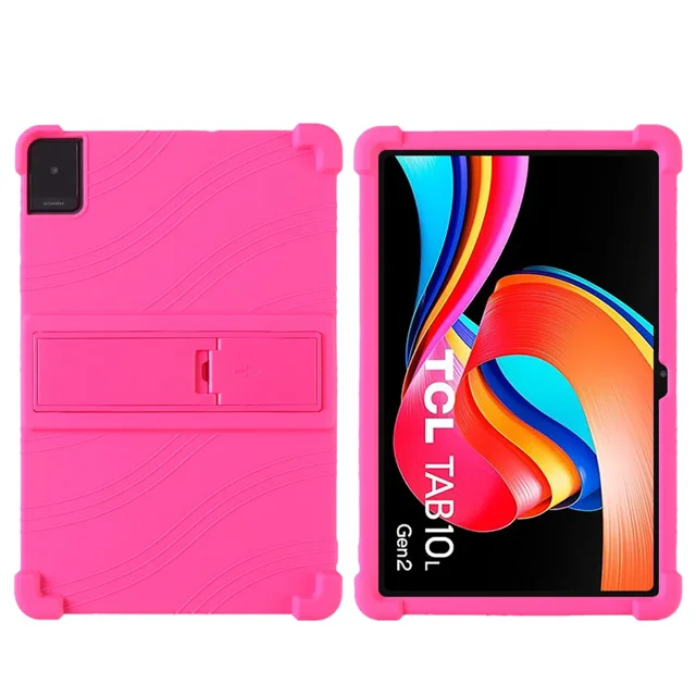 Case For TCL TAB 10 Gen 2 Tablet Safe Shockproof Silicone Stand Cover Hot Pink TCL TAB 10 Gen 2