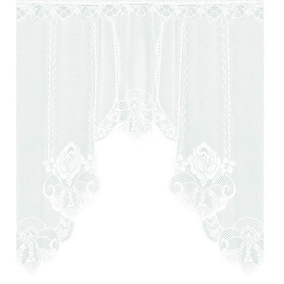 PEIBang 1 Panel Floral Embroidery Sheer Lace Curtain,Vintage Sheer Swag Valance Curtain for Kitchen Bathroom Half Window Decoration,Rod Pocket Top