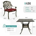 thumbnail image 2 of MEETWARM 5-Piece Outdoor Patio Dining Set, All-Weather Cast Aluminum Patio Conversation Set for Backyard Garden Deck with 4 Chairs, 4 Cushions and 35.4" Square Table, 2.2" Umbrella Hole, Chili Red, 2 of 7