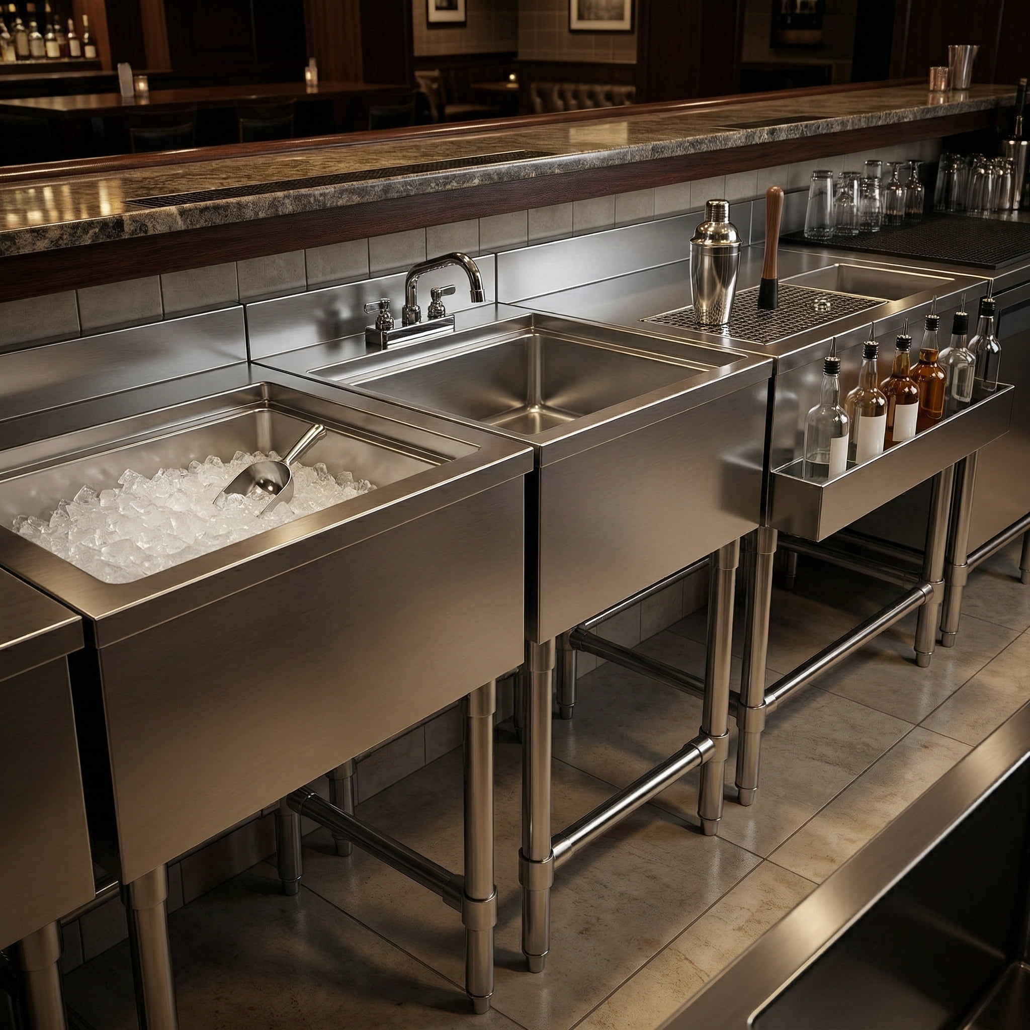 AmGood Commercial Underbar Hand Sink 22.5 in. x 18 in. x 30 in. Stainless Steel with Backsplash Faucet Included NSF, Single Bowl Bar Prep Sink