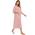 thumbnail image 3 of Chemise de Nuit Rayée Confortable et Décontractée à Manches Trois-Quarts Grande Taille (Rouge, m), 3 of 8