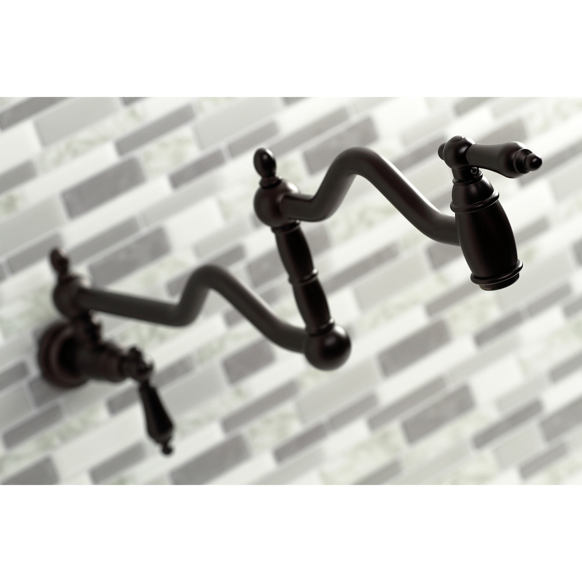 Kingston Brass KS2105AL Heritage Two-Handle 1-Hole Wall Mount Pot Filler Faucet in Oil Rubbed Bronze