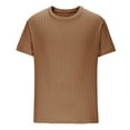 thumbnail image 4 of ZCFZJW Men's Ribbed Knit T Shirts Short Sleeve Crew Neck Slim Fit Stretchy Muscle Shirts Basic Solid Crewneck Athletic Tee Tops Brown XXXL, 4 of 6