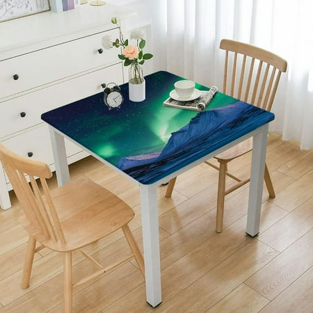 

Square Fitted Polyester Tablecloths Art Abstract Pattern Elastic Edge Decorative Table Cover Splashproof Washable Table Clothes for Family Garden Patio Picnic Use Fit for Square Table