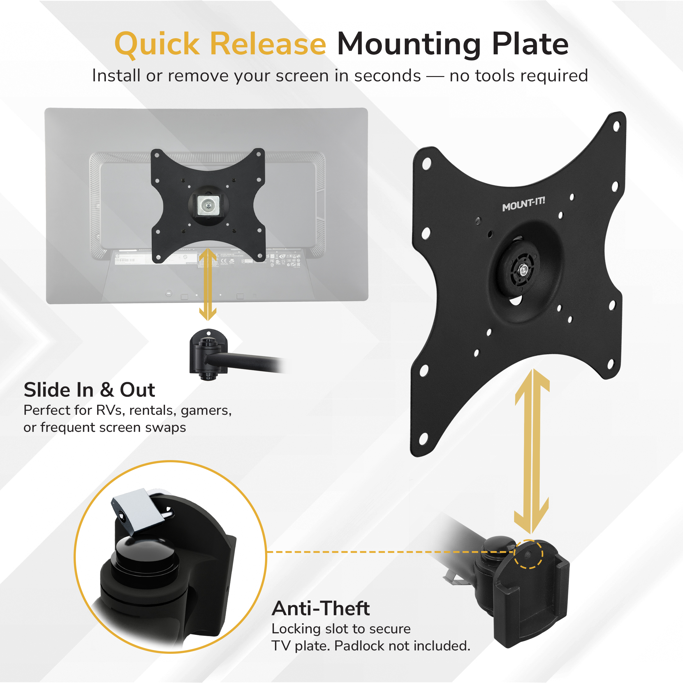 Mount-It! Full Motion TV Wall Mount Bracket for 19" to 42" TV's, Capacity 44 lbs.