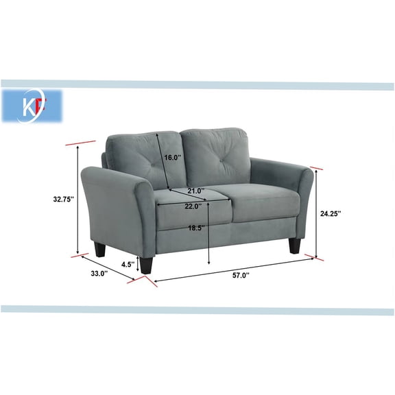 JERFIT Modern Velvet Sectional Sofa Couch with Detachable Design for Small Space, Living Room, Office, Gray