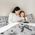 thumbnail image 4 of Manfei Dreamy Grey Bowknot Twin Bedding Sets 7-Piece, Cartoon Stars Print Bedding Comforter Set, Teens Kids Child Reversible Sheet Sets, Lightweight Room Decor, 4 of 7