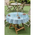 thumbnail image 4 of Outdoor Tablecloths with Umbrella Hole & Zipper, Teal Blue Round Tablecloths 60 Inch, Modern Abstract Art Ombre Striped Waterproof Table Cloth, Patio/Pool/Picnic Table Covers, 4 of 8