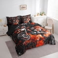 thumbnail image 3 of Homewish Dirt Bike 7-Piece Twin Bedding Sets For Children Kids Teens,Abstract Orange Plaid Bedding Comforter Set,Extreme Sport Breathable Sheet Sets,Breathable Home Decor,Reversible, 3 of 8