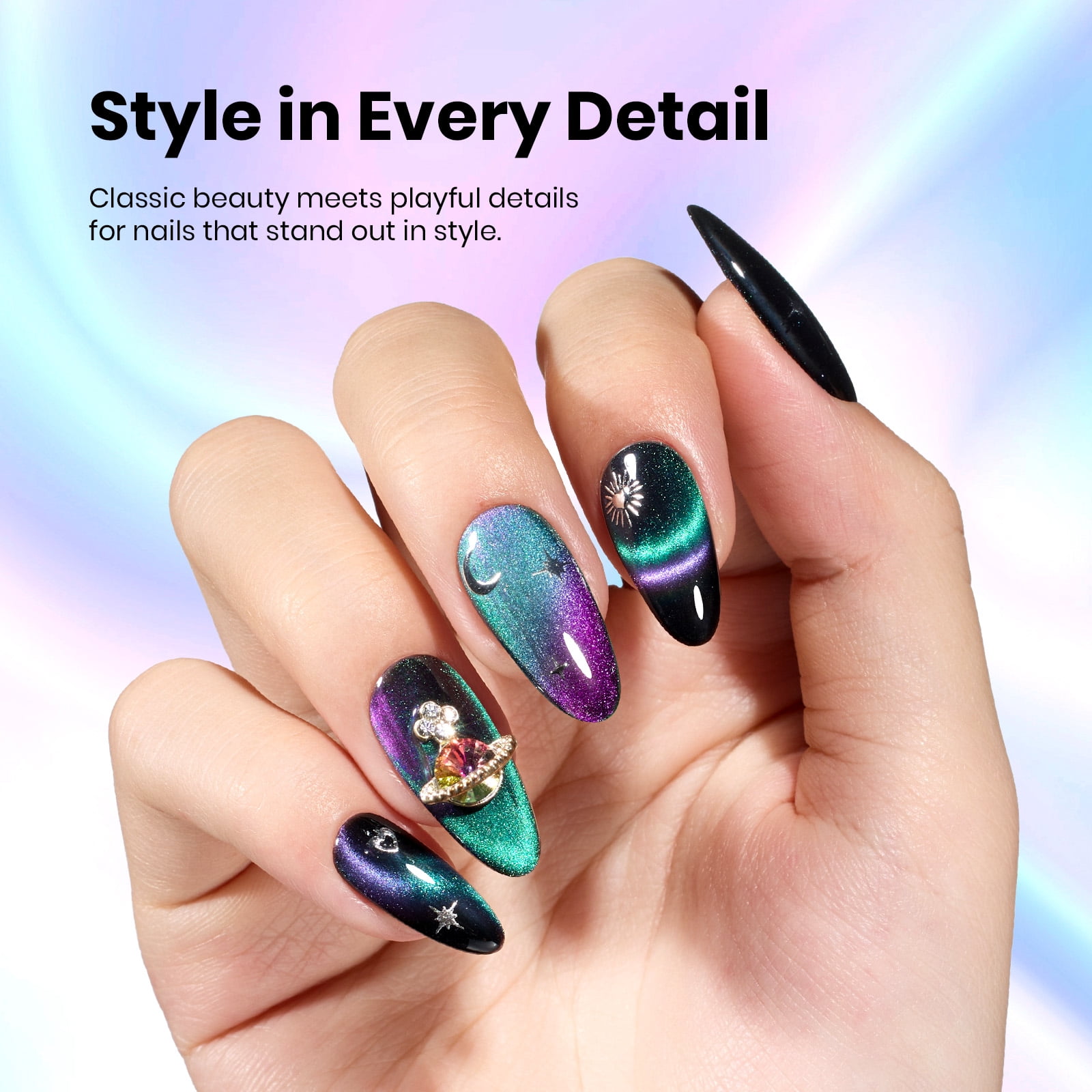 Beetles Stay Shining Gel Nail Polish, Cat Eye, Galaxy Drift, 0.51 fl oz