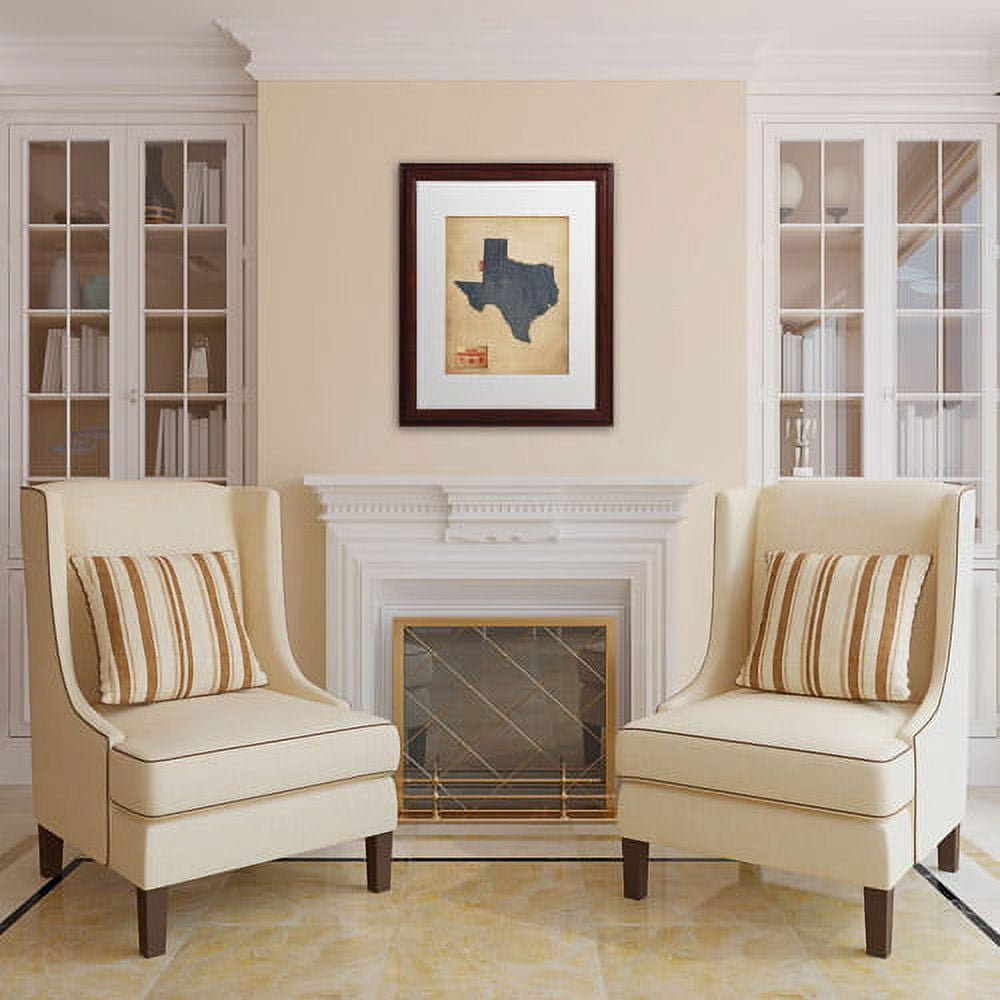 Trademark Fine Art "Texas Map Denim Jeans Style" Canvas Art by Michael Tompsett, White Matte, Wood Frame