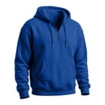thumbnail image 5 of Men's Quarter Zip Pullover Hoodies Half Zip Hoodie Men Long Sleeve Hoodie Fleece Casual 1/4-Zip Sweatshirt Royal Blue 3XL, 5 of 6