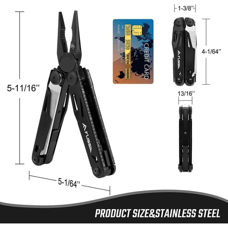 RGHJAR-Multitool 16-in-1 Multitools with Sheath Stainless Steel EDC Multitool Pocket Knife Bottle Opener Screwdriver Pocket Multi-Tool for Camping Handwork Hunting Hiking Fishing